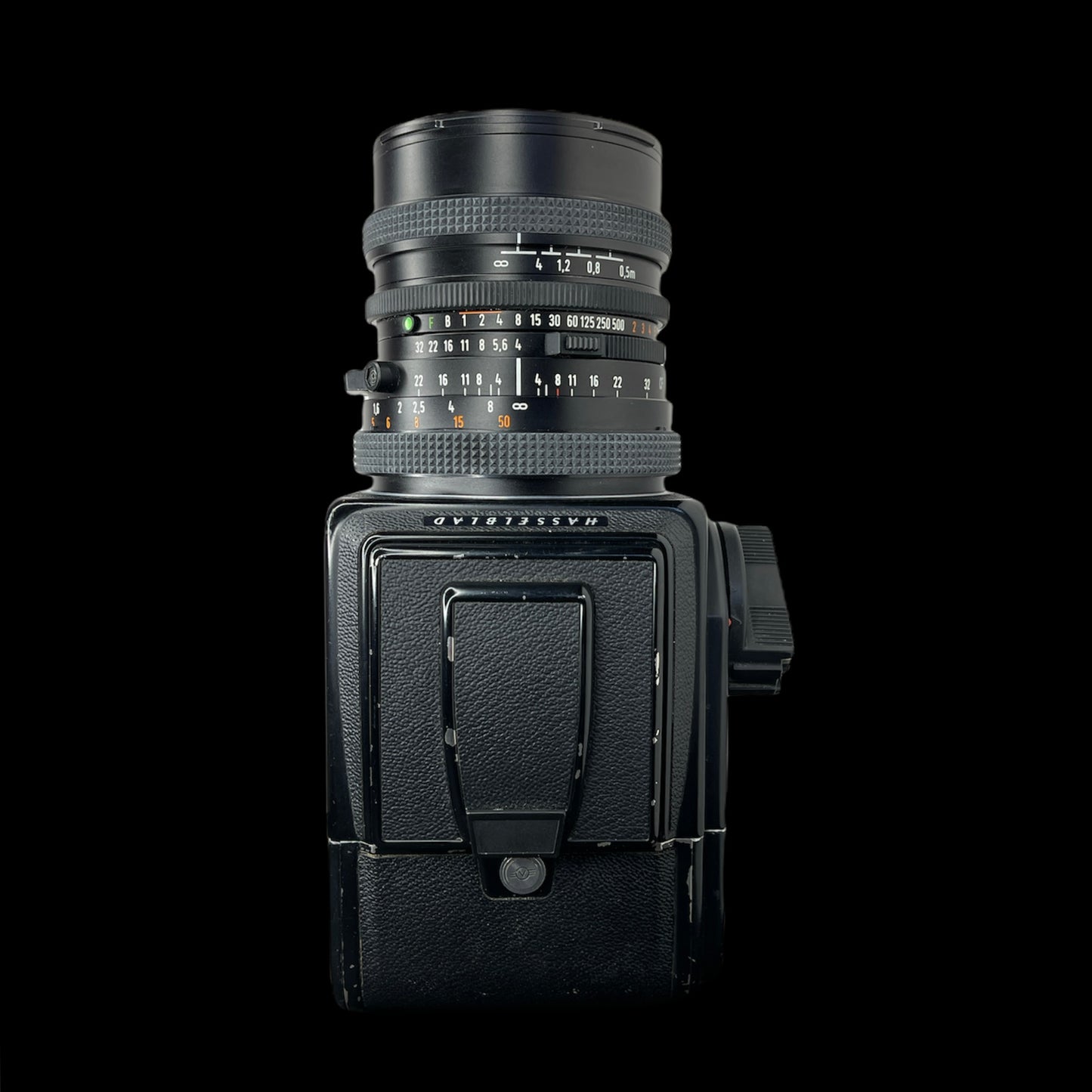 Hasselblad 500c/m Black w/ 50mm Distagon CF FLE A12 Back B#RC1307799 L#7954711 JB AY